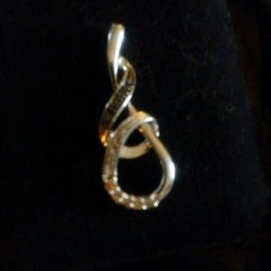 Sterling silver black and white diamond pendant